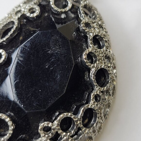 Black and Silver Earrings Chandelier Earrings Statement Earrings Filigree Silver - Picture 4 of 11